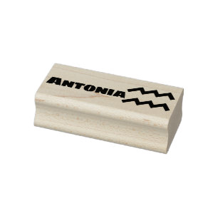 Aquarius Zodiac Sign Cool Personalized Name Text Rubber Stamp
