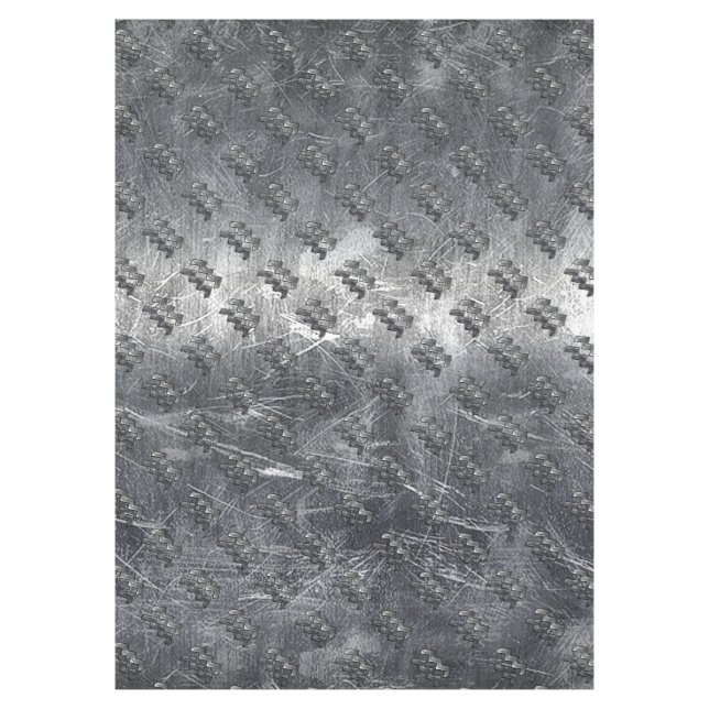 Aquarius Zodiac Sign Distressed Silver Steel Tablecloth (Front)