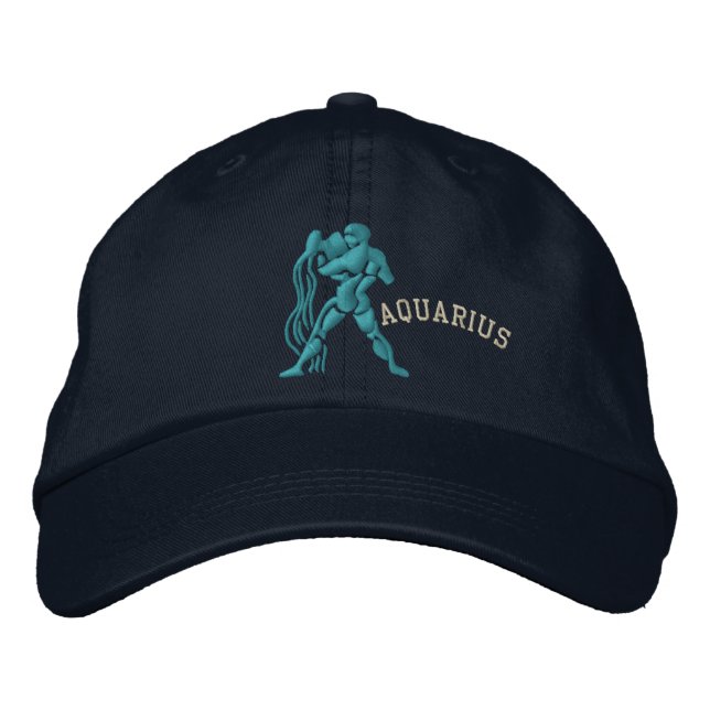 Aquarius Zodiac Sign Embroidery Jan 20 - Feb 18 Embroidered Hat (Front)