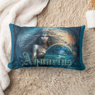 Aquarius Zodiac Sign Lumbar Pillow