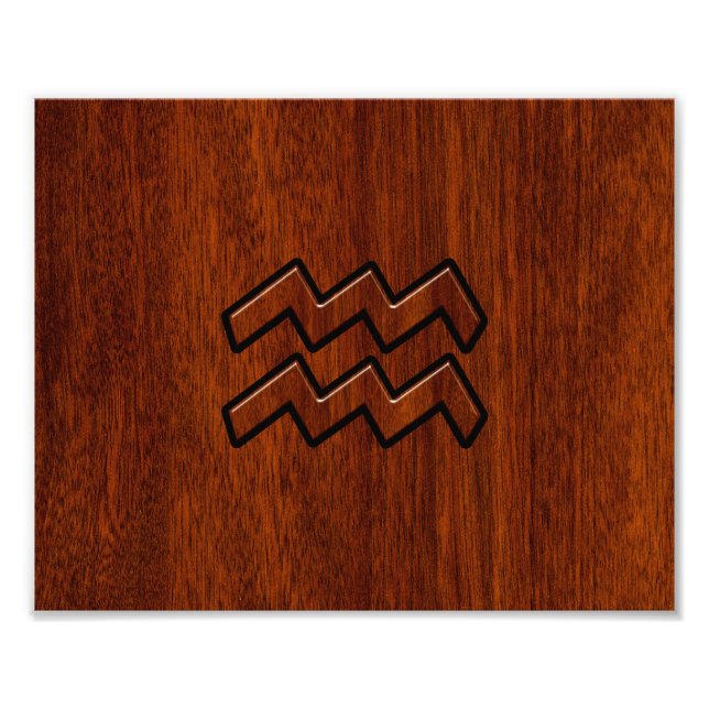 Aquarius Zodiac Sign Mahogany Style (Front)