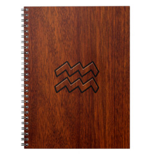 Aquarius Zodiac Sign Mahogany Style Notebook