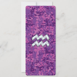 Aquarius Zodiac Sign on fuchsia digital camo