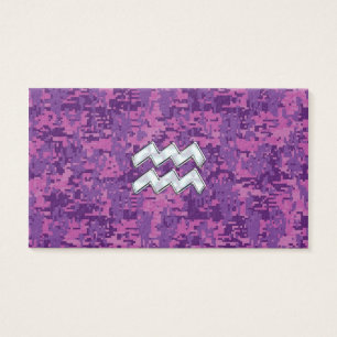 Aquarius Zodiac Sign on fuchsia digital camo