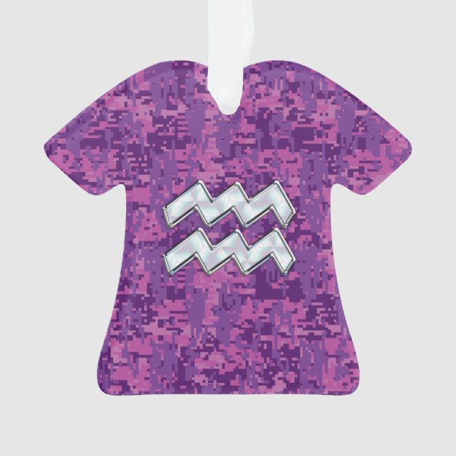 Aquarius Zodiac Sign on fuchsia digital camouflage (devant)