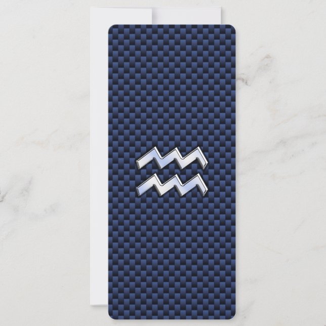 Aquarius Zodiac Sign on navy blue carbon fiber (Front)