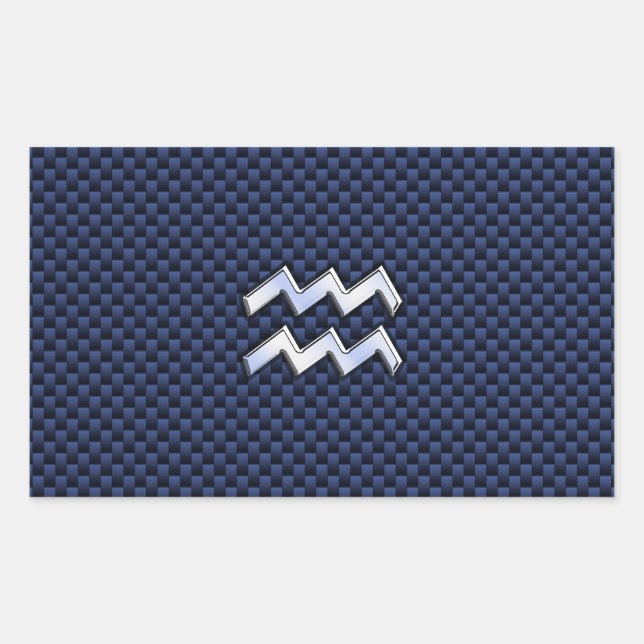 Aquarius Zodiac Sign on navy blue carbon fiber Sticker (Front)