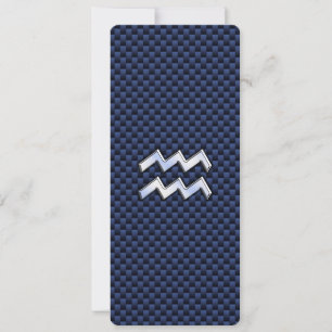 Aquarius Zodiac Sign on navy blue carbon fibre