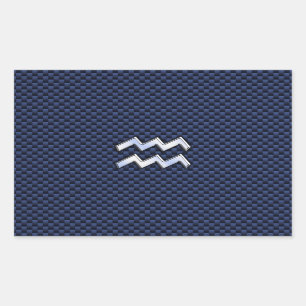 Aquarius Zodiac Sign on navy blue carbon fibre Sticker