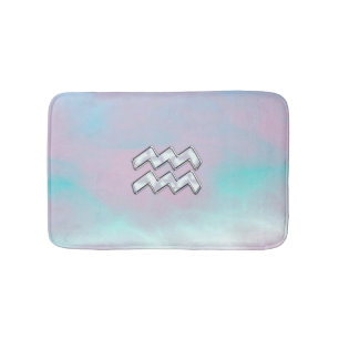 Aquarius Zodiac Sign Pastels Mother of Pearl Decor Bath Mat