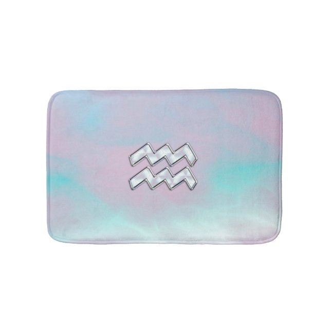 Aquarius Zodiac Sign Pastels Mother of Pearl Decor Bath Mat (Front)
