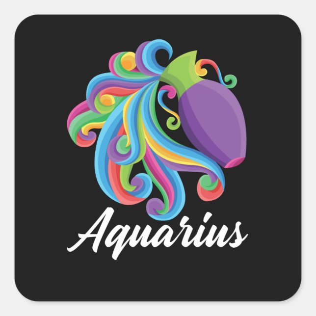 Aquarius Zodiac Sign Square Sticker (Front)