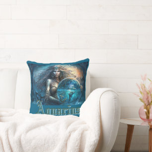 Aquarius Zodiac Sign Throw Pillow