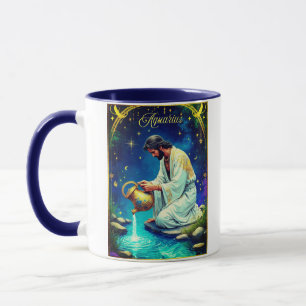 Aquarius Zodiac Sign Under a Starry Sky Mug