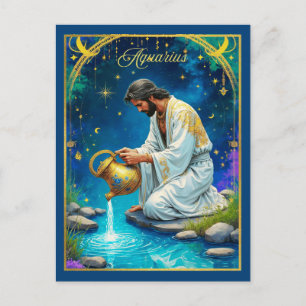 Aquarius Zodiac Sign Under a Starry Sky Postcard