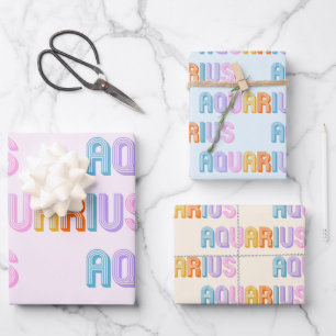 Aquarius zodiac sign Wrapping Paper Sheet Set of 3