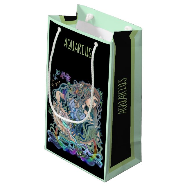 Aquarius Zodiac Small Gift Bag (Back Angled)