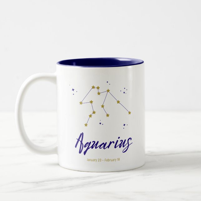 Aquarius Zodiac Star Constellation Horoscope Sign Two-Tone Coffee Mug (Left)