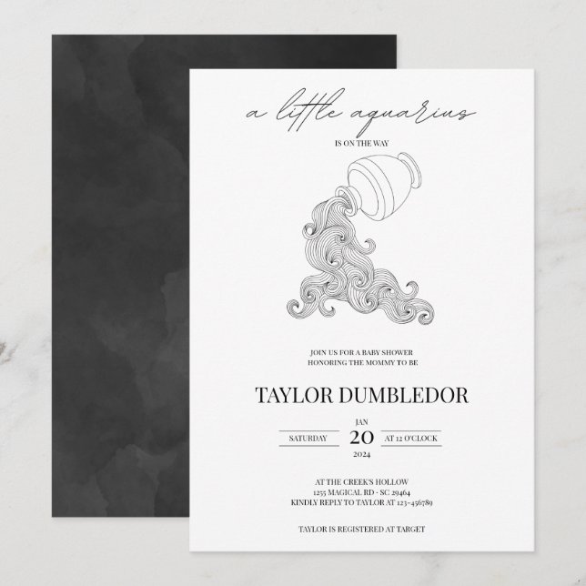 Aquarius Zodiac Star Sign Astrology Baby Shower Invitation (Front/Back)