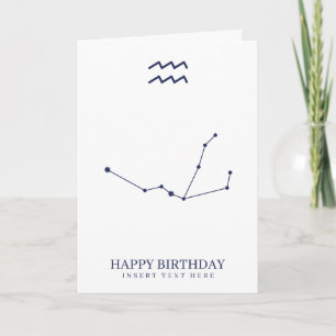 Aquarius Zodiac Star Sign Custom Birthday Card