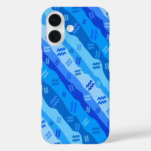 Aquarius Zodiac Stripes iPhone 16 Case