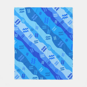 Aquarius Zodiac Stripes Fleece Blanket