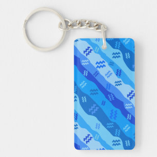 Aquarius Zodiac Stripes Keychain