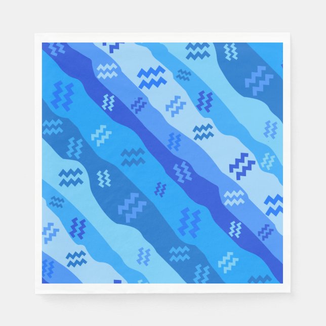 Aquarius Zodiac Stripes Napkin (Front)