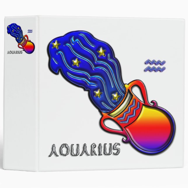 Aquarius Zodiac Symbol Art Binder (Front/Spine)