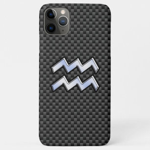 Aquarius Zodiac Symbol Carbon Fibre Decor iPhone 11 Pro Max Case