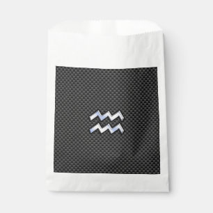 Aquarius Zodiac Symbol Carbon Fibre Decor Favour Bag