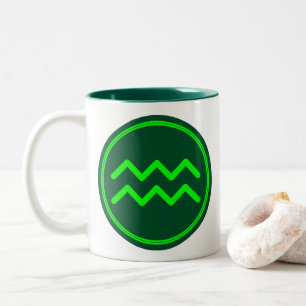 Aquarius Zodiac Symbol Green Mix Two-Tone Coffee Mug