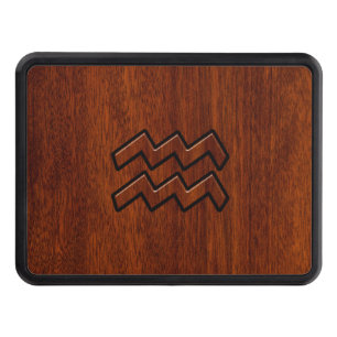 Aquarius Zodiac Symbol Mahogany Style Trailer Hitch Cover