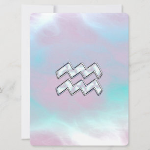 Aquarius Zodiac Symbol on Mother of Pearl Nacre