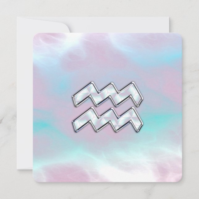 Aquarius Zodiac Symbol on Mother of Pearl Nacre (Front)