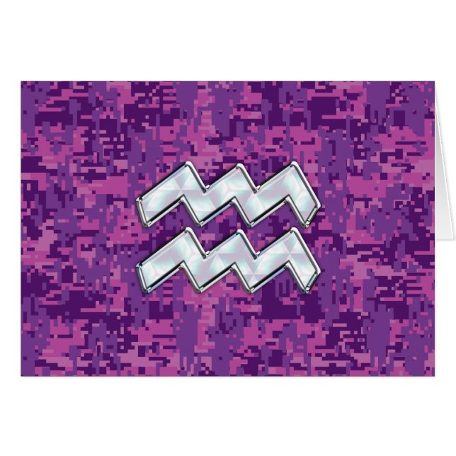 Aquarius Zodiac Symbol on Pink Digital Camouflage (Front Horizontal)