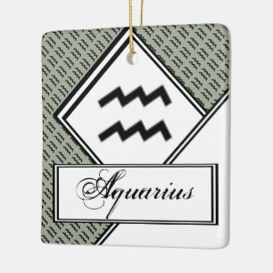 Aquarius Zodiac Symbol Standard by K Yoncich Ceramic Ornament