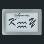 Aquarius Zodiac Symbol Standard by Kenneth Yoncich Belt Buckle<br><div class="desc">Aquarius Zodiac Symbol Standard,  Belt Buckle.
Images Copyright (C) Kenneth Kenji Yoncich. 
All Rights Reserved.</div>