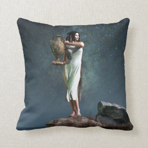 Aquarius Zodiac Symbol Throw Pillow