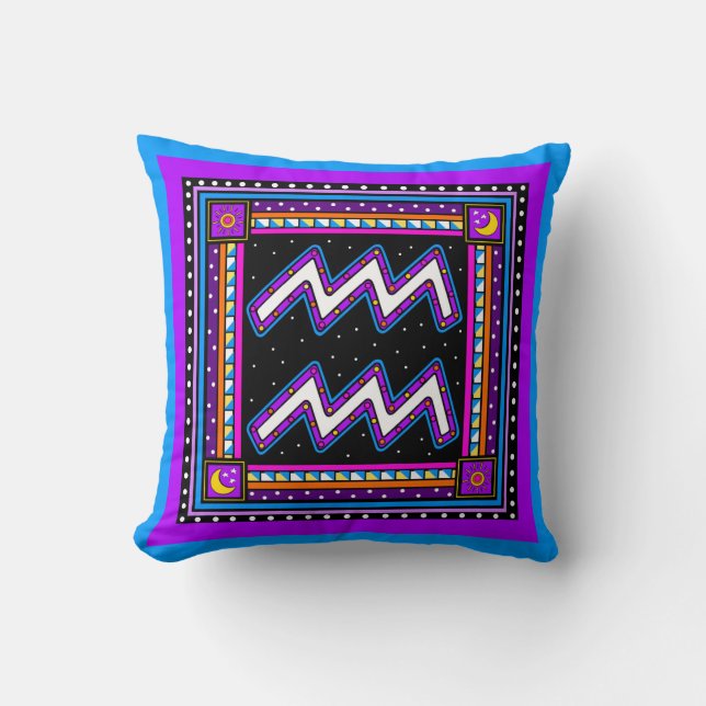 AQUARIUS ZODIAC SYMBOL THROW PILLOW (Front)