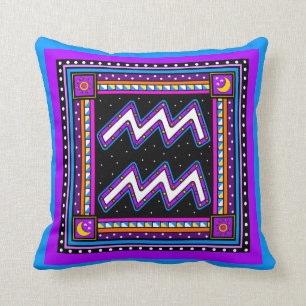 AQUARIUS ZODIAC SYMBOL THROW PILLOW