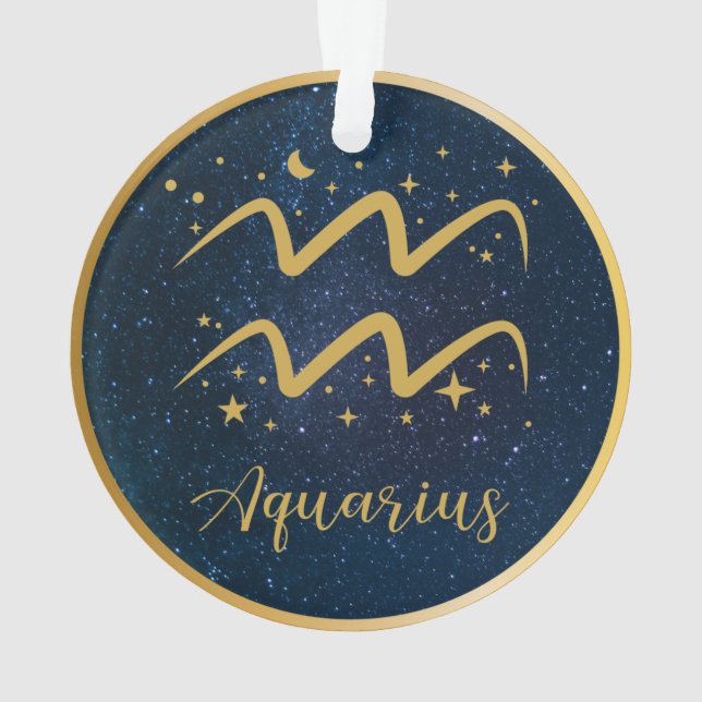 Aquarius zodiac symbole or étoiles personnalisées (dos)