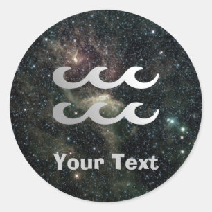 Aquarius Zodiac Universe Name Gift Tag Bookplate