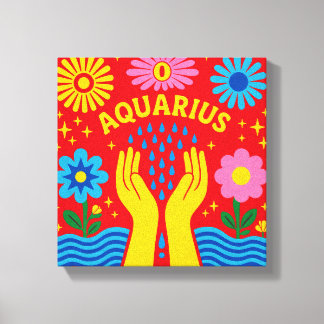 Aquarius Zodiac Wall Art Canvas Print – Colourful
