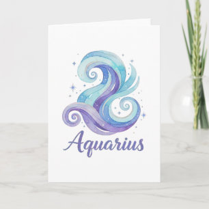 Aquarius Zodiac Watercolor Celestial Stars Jan Feb Card