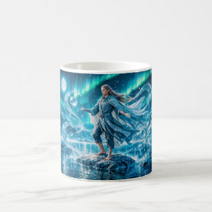 Aquarius Zodiac with Moonlit Water Mage and Celest Coffee Mug