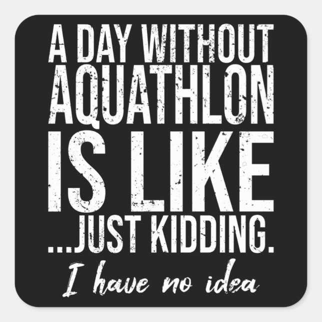 Aquathlon funny sports gift idea square sticker (Front)