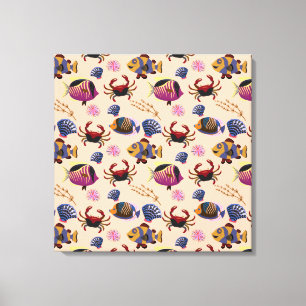 Aquatic animals pattern ocean underwater life 10 canvas print