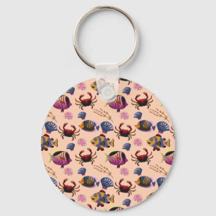 Aquatic animals pattern   ocean underwater life 10 keychain