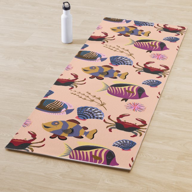 Aquatic animals pattern | ocean underwater life 10 yoga mat (In Situ)